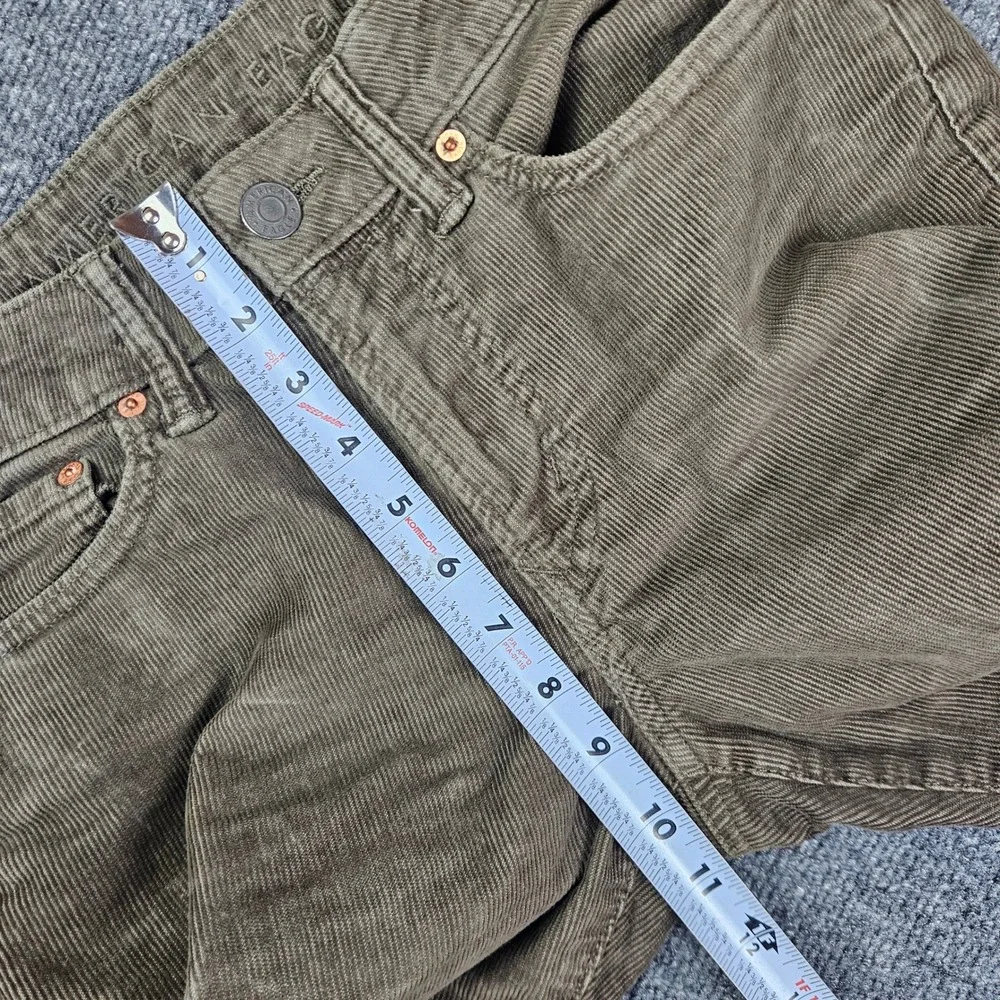 American Eagle Corduroy Slim Pants Mens 30x29 Flex Olive Green Stretch Dark Wash